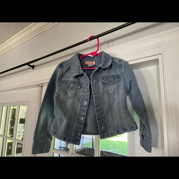 SQUEEZE size 5 Girls Sequined Jean Jacket - Picture 2 of 4
